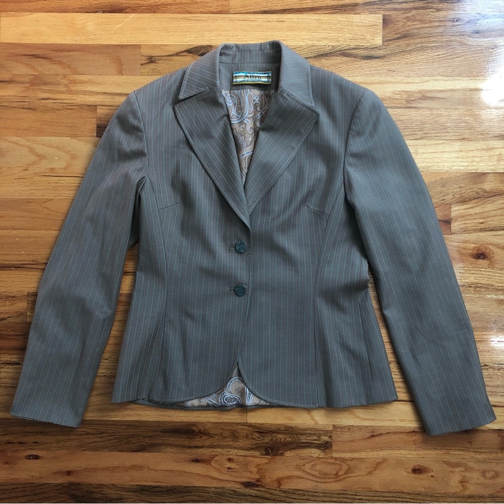 Allen Green Striped Jacket NWOT